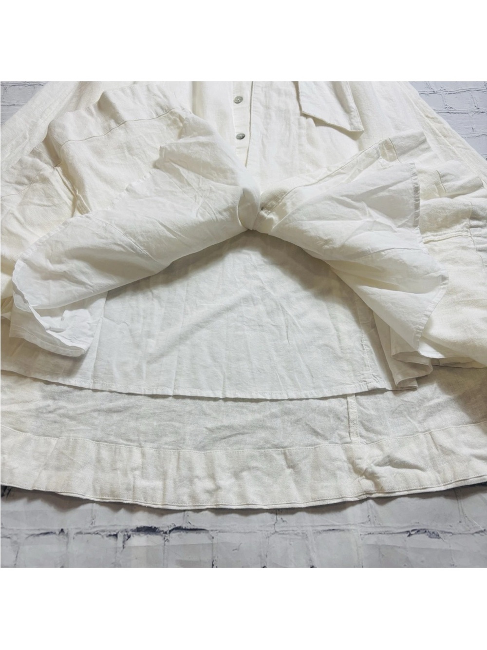 Joie Shirt Dress Linen Blend Button Front Belted Midi Neutral Minimalist - Picture 13 of 14